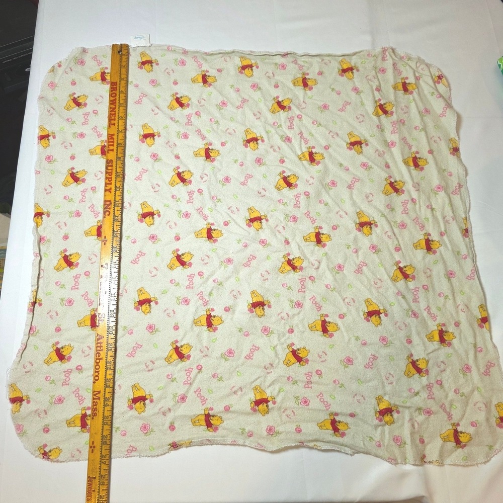 2 Disney Winnie the Pooh Baby Receiving Blanket Cream Pink Rose Character Print‎